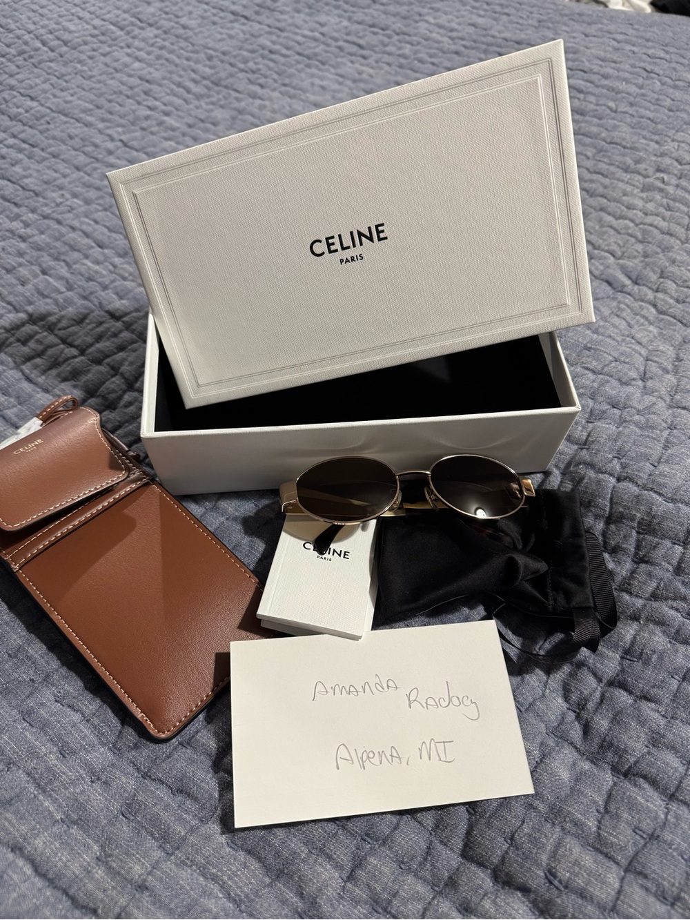 Celine Gold Metal Frame Sunglasses with Brown Lenses